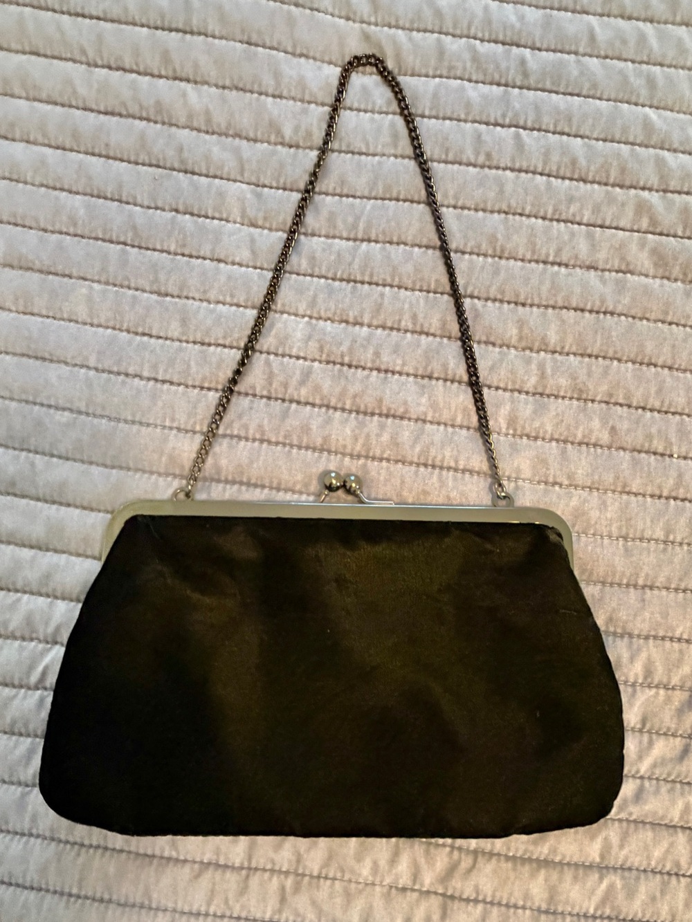 Black Velveteen Evening Clutch with Chain Handle